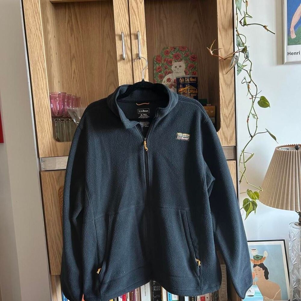 L.L.Bean Men’s XL Tall Fleece Jacket Full Zip Navy Blue 100% Recycled Polyester